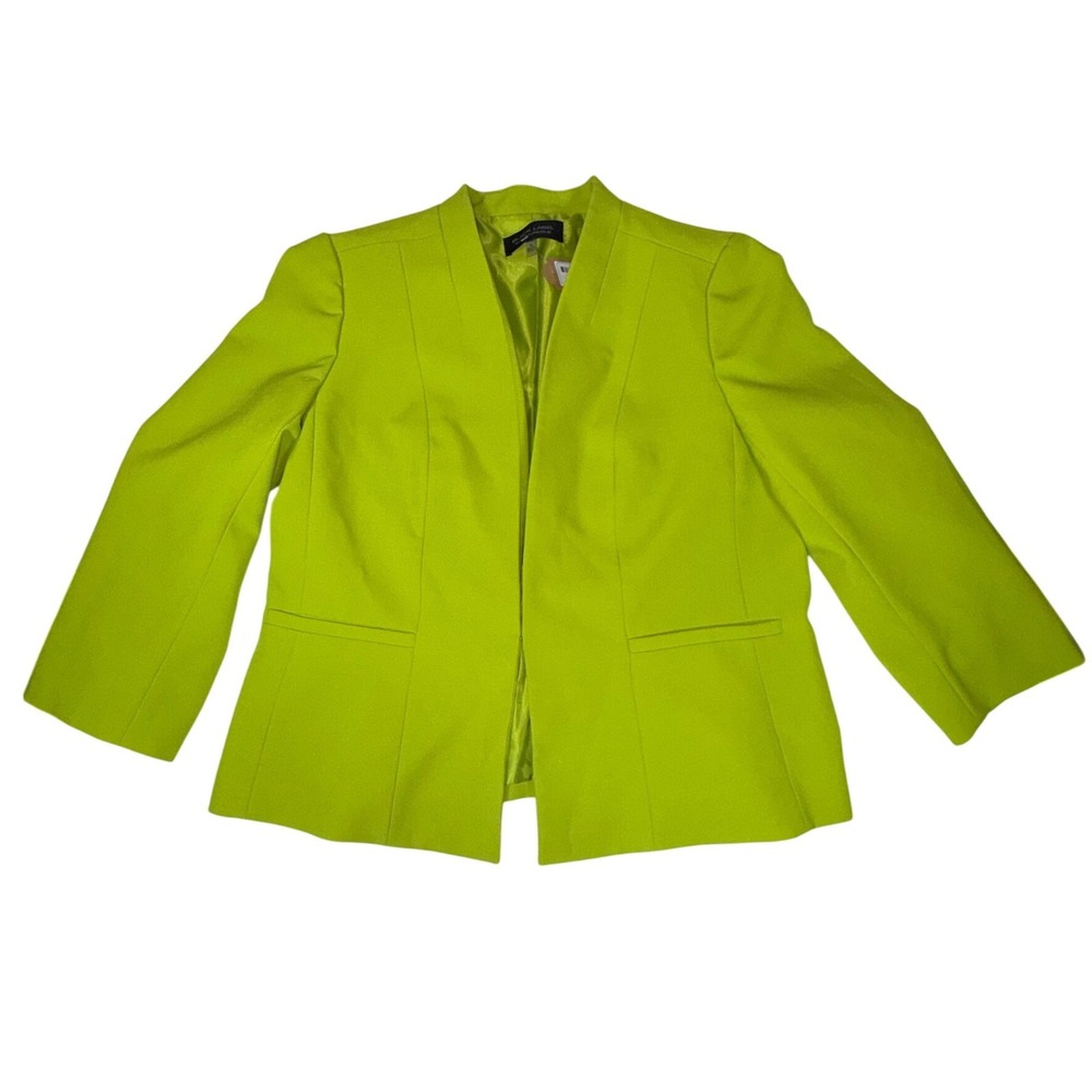 NWT Black Label by Evan-Picone Blazer Womens 12 Lime Green 3/4 Sleeve Lined